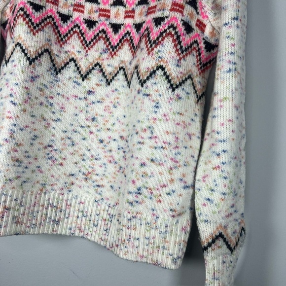 Loft Flecked Fair Isle Mock Neck Sweater XS - Picture 7 of 11